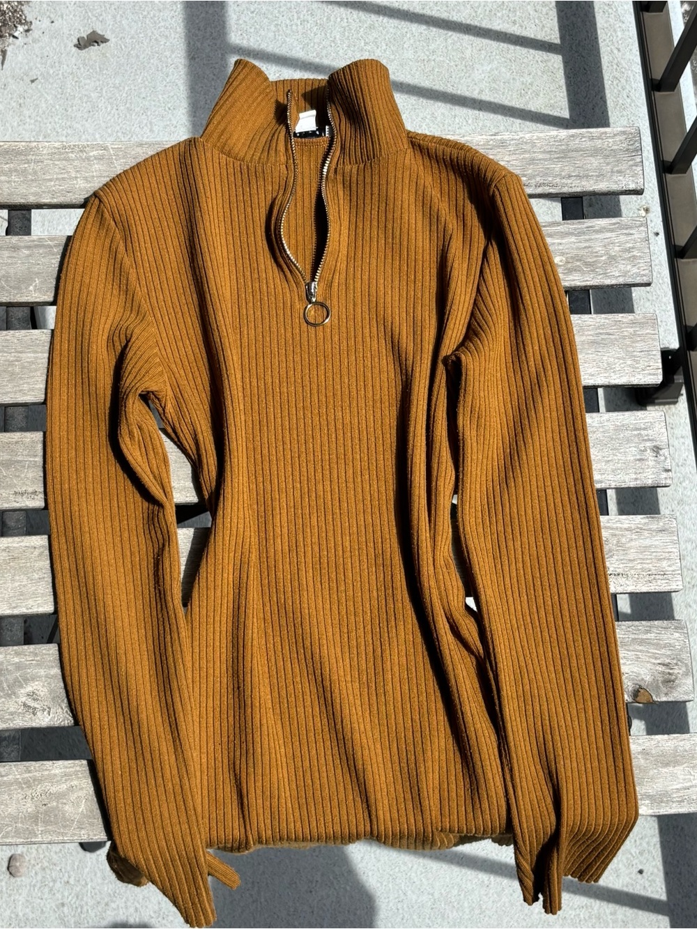 Topshop Ribbed Half-Zip Bodycon Dress in Mustard